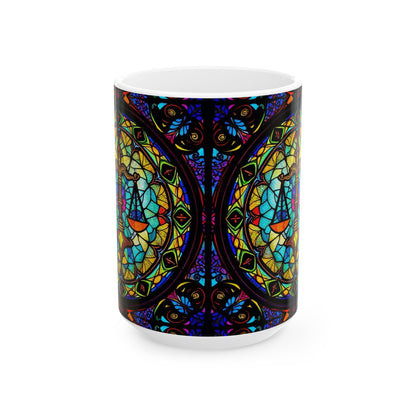 Ceramic Mug, (11oz, 15oz), Ceramic Coffee Mug, AOP, Glass Design v1, Libra Zodiac