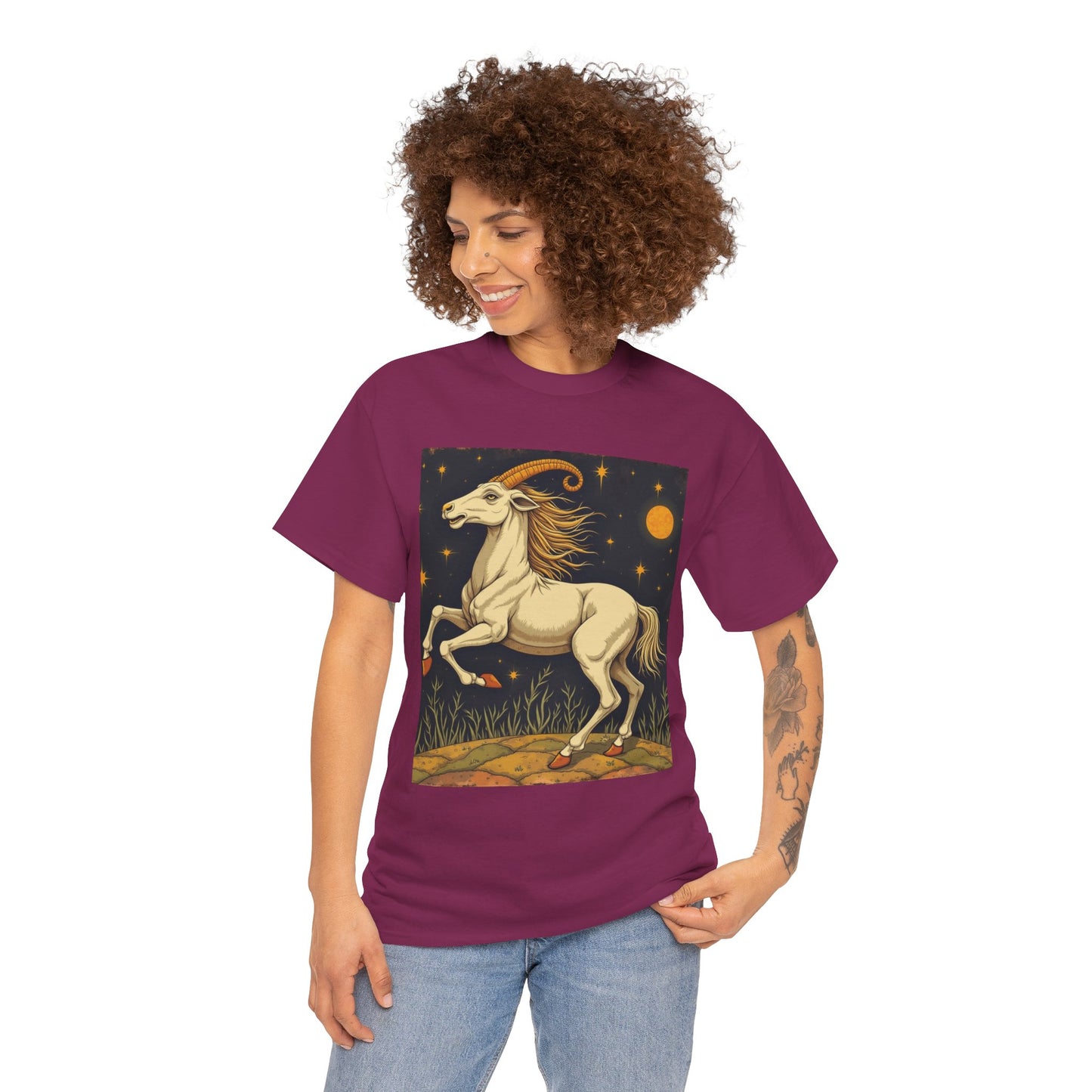 Unisex Heavy Cotton T-Shirt, Aries Animal, Zodiac Design