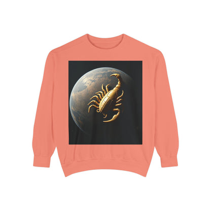 Garment-Dyed Sweatshirt, Unisex, Space Animal Design v1, Scorpio