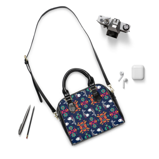 Shoulder Handbag, Pisces, Zodiac v2, Flower Pattern