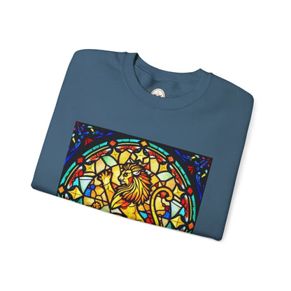 Unisex Heavy Blend™ Crewneck Sweatshirt, Glass 1, Leo Zodiac Design