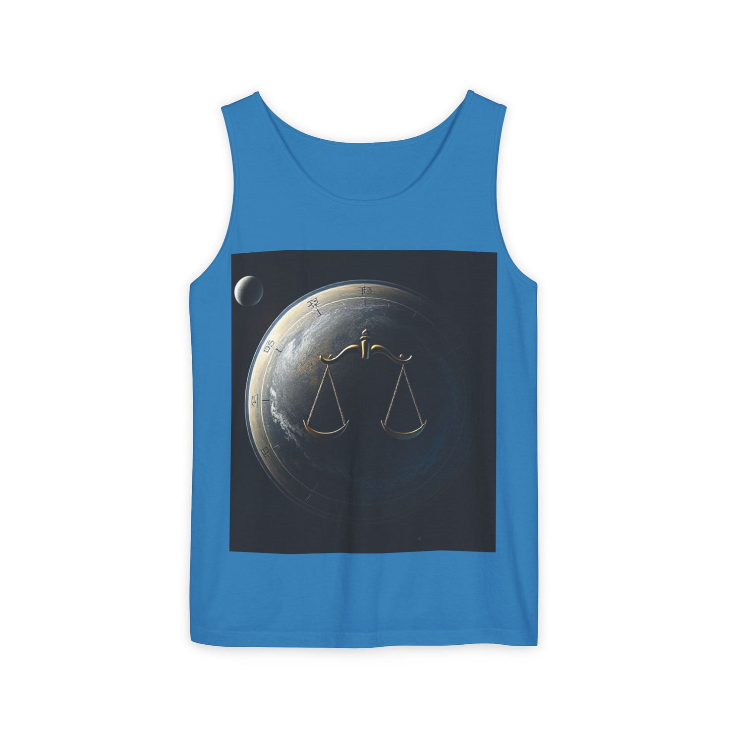 Unisex Garment-Dyed, Tank Top, Libra Design, Space Scale v1, 100% US cotton