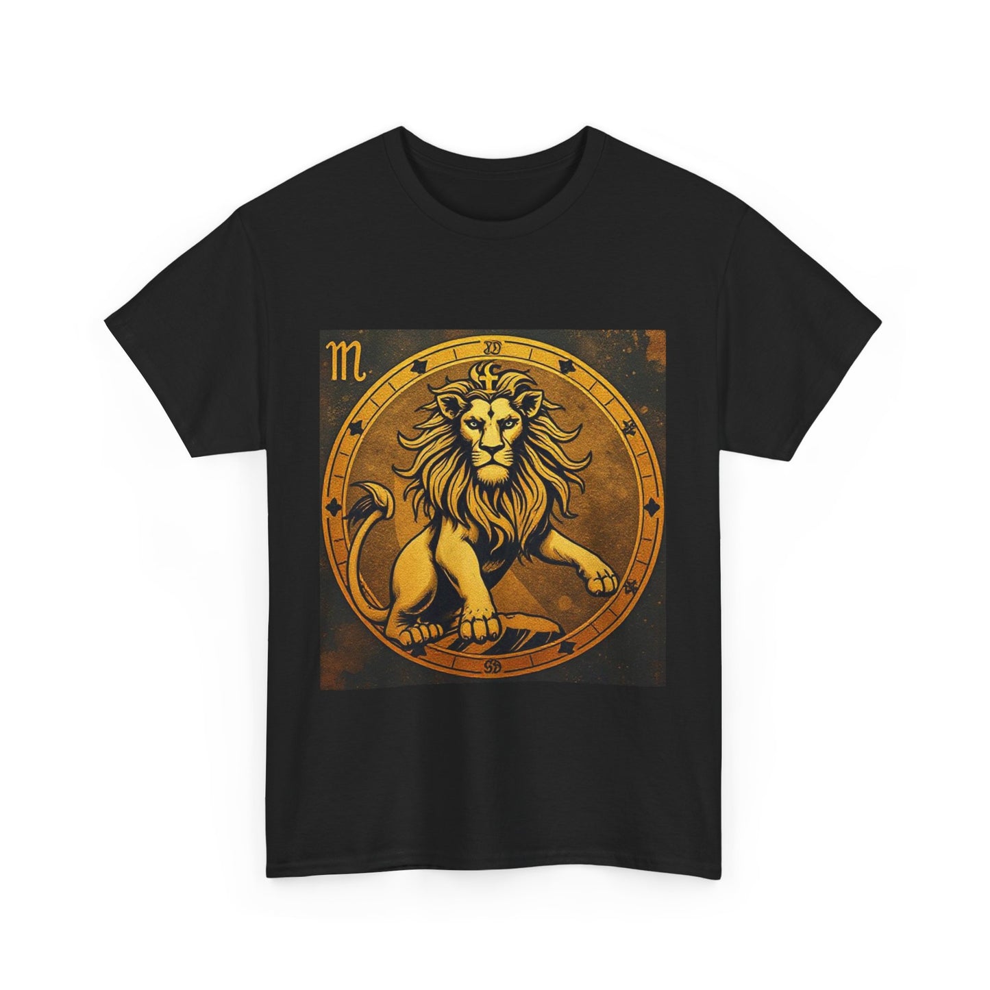 Unisex Heavy Cotton T-Shirt, Gold Lion v1, Leo Zodiac Design