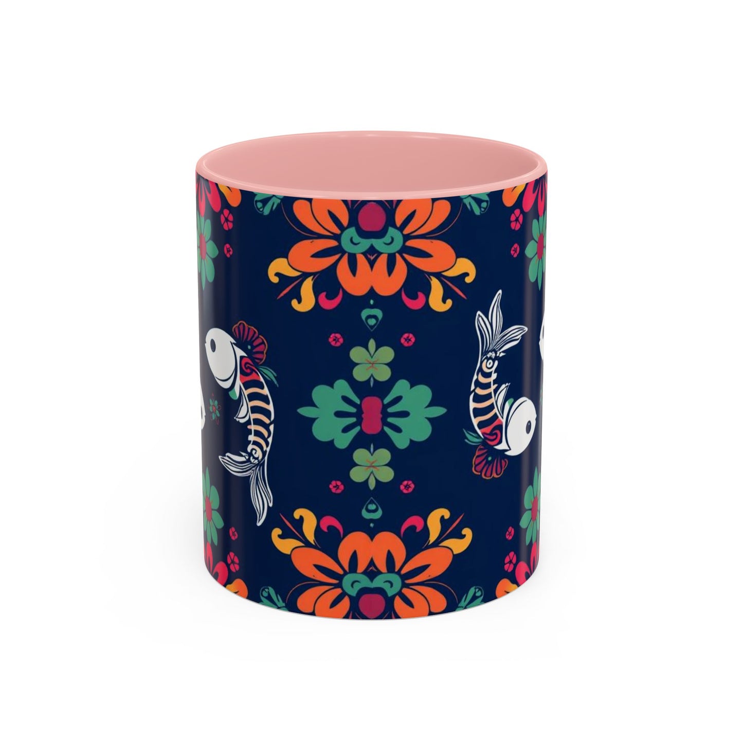 Accent Coffee Mug, Pisces, Zodiac. Flower Pattern, (11, 15oz)