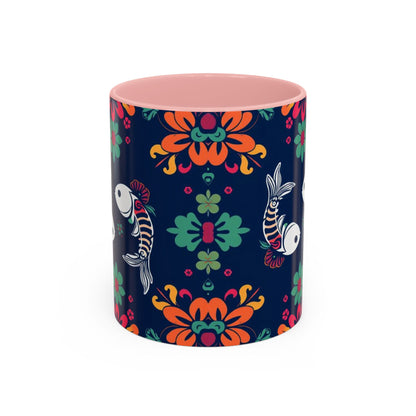 Accent Coffee Mug, Pisces, Zodiac. Flower Pattern, (11, 15oz)