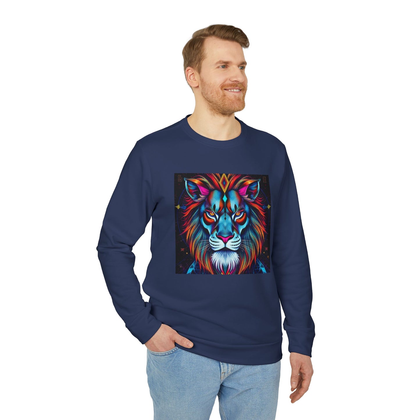 Adidas, Unisex Fleece Crewneck Sweatshirt, Leo, Pop Art v1, Zodiac