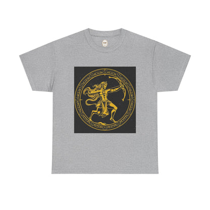 Unisex Heavy Cotton T-Shirt, Mythical Faun/Satyr v1, Sagittarius Zodiac Design