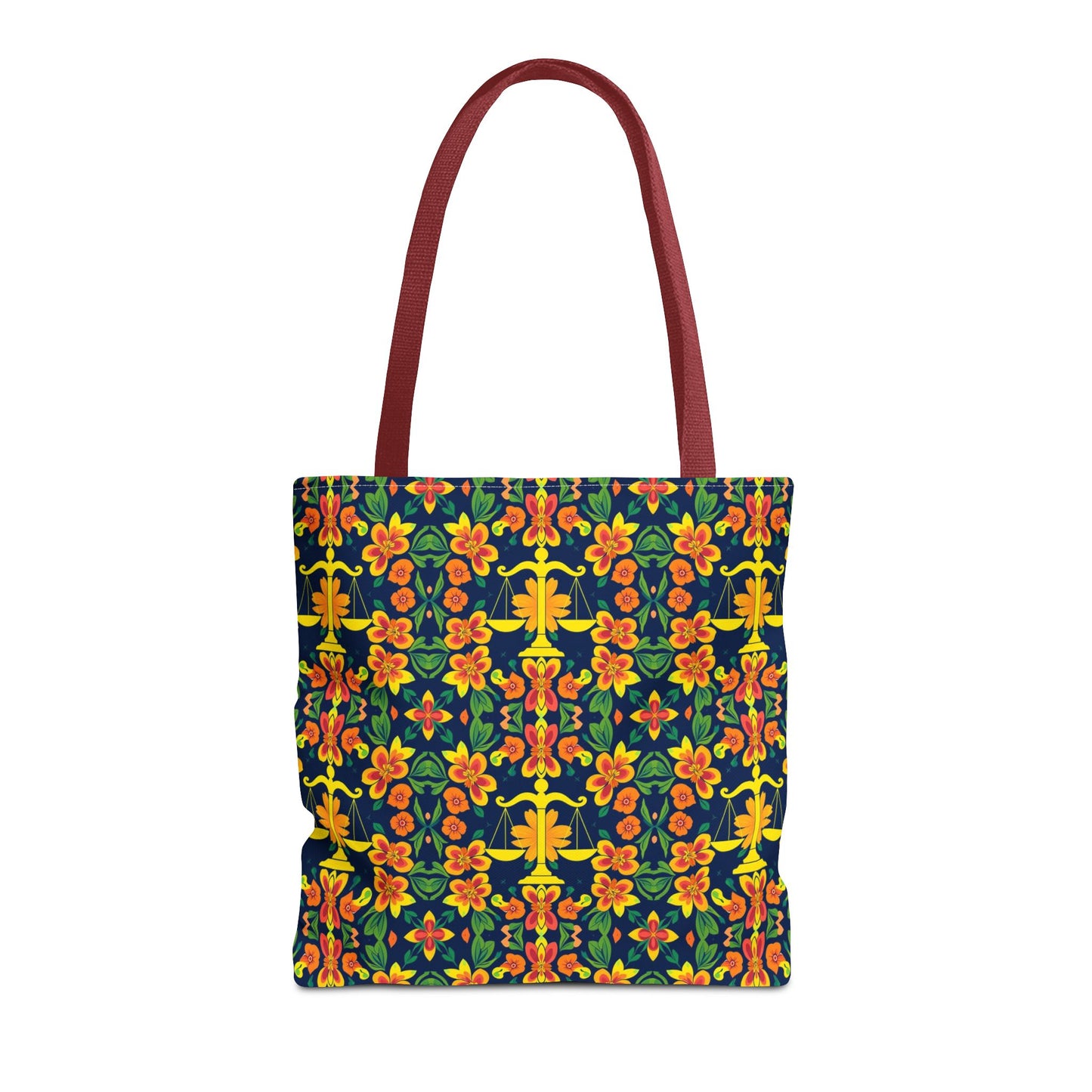 Tote Bag, (AOP), Libra, Zodiac v3, Flower Pattern
