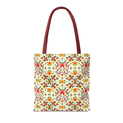 Tote Bag (AOP), Aries, Zodiac v2, Flower Pattern