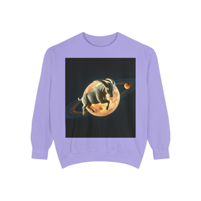 Garment-Dyed Sweatshirt, Unisex, Space Animal Design v1, Taurus