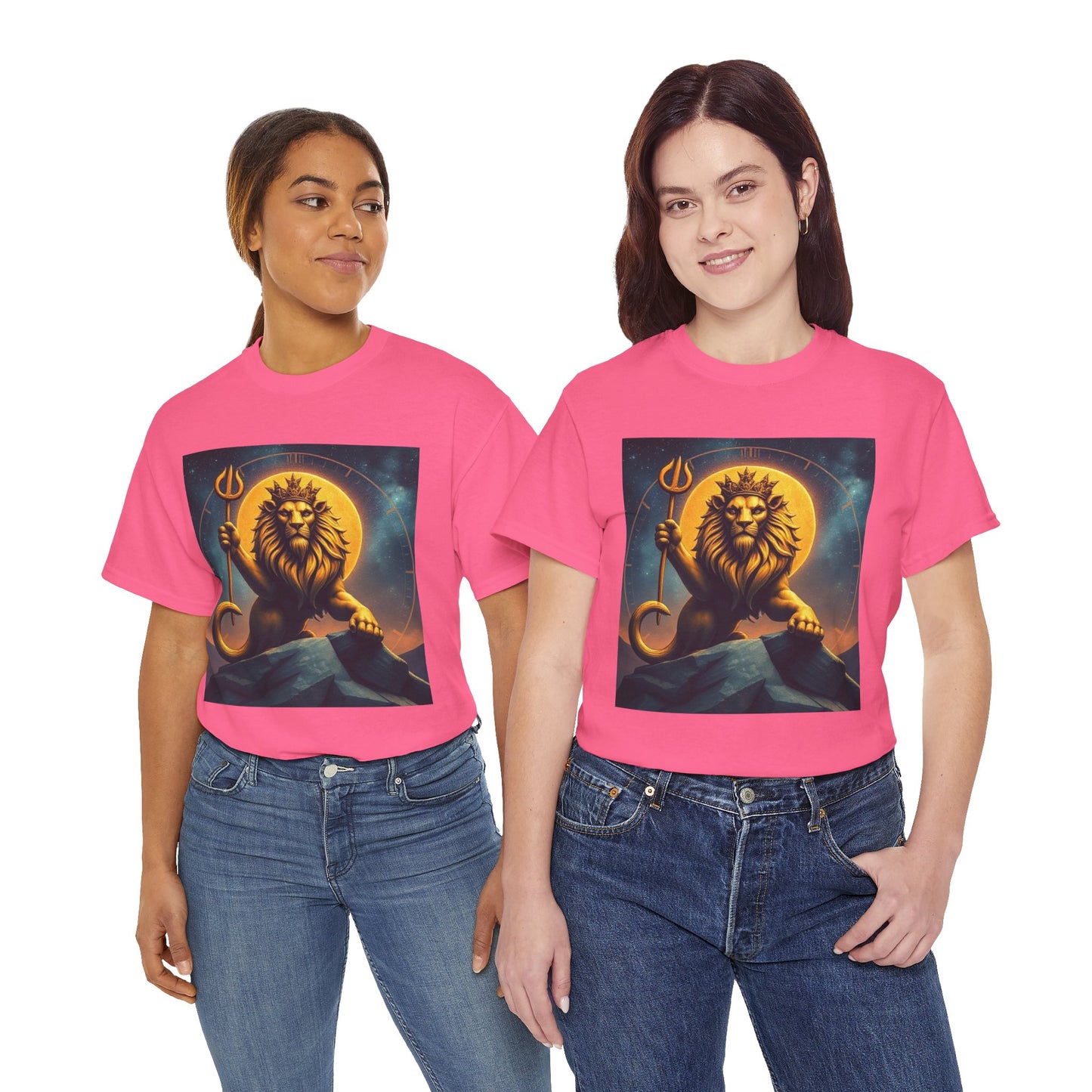 Unisex Heavy Cotton T-Shirt, King of Lions v2, Leo Zodiac Design