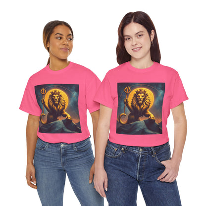 Unisex Heavy Cotton T-Shirt, King of Lions v2, Leo Zodiac Design