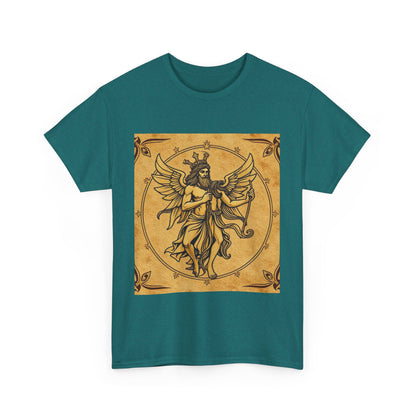 Unisex Heavy Cotton T-Shirt, Pencil Art v1, Gemini Zodiac Design