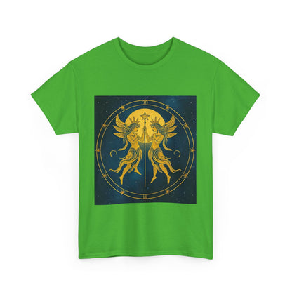 Unisex Heavy Cotton T-Shirt, Space Twins v3, Gemini Zodiac Design