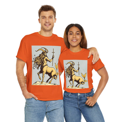Unisex Heavy Cotton T-Shirt, Capricorn God v3, Zodiac Design