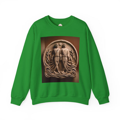 Unisex Heavy Blend™ Crewneck Sweatshirt, Stone Twins, Gemini Zodiac Design