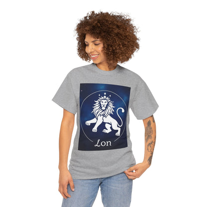 Unisex Heavy Cotton T-Shirt, Space Lion, Leo Zodiac Design