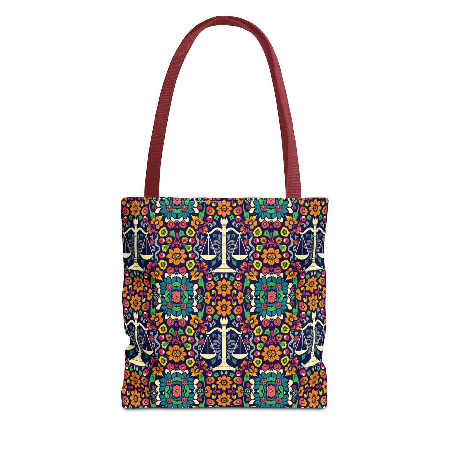 Tote Bag, (AOP), Libra, Zodiac v1, Flower Pattern