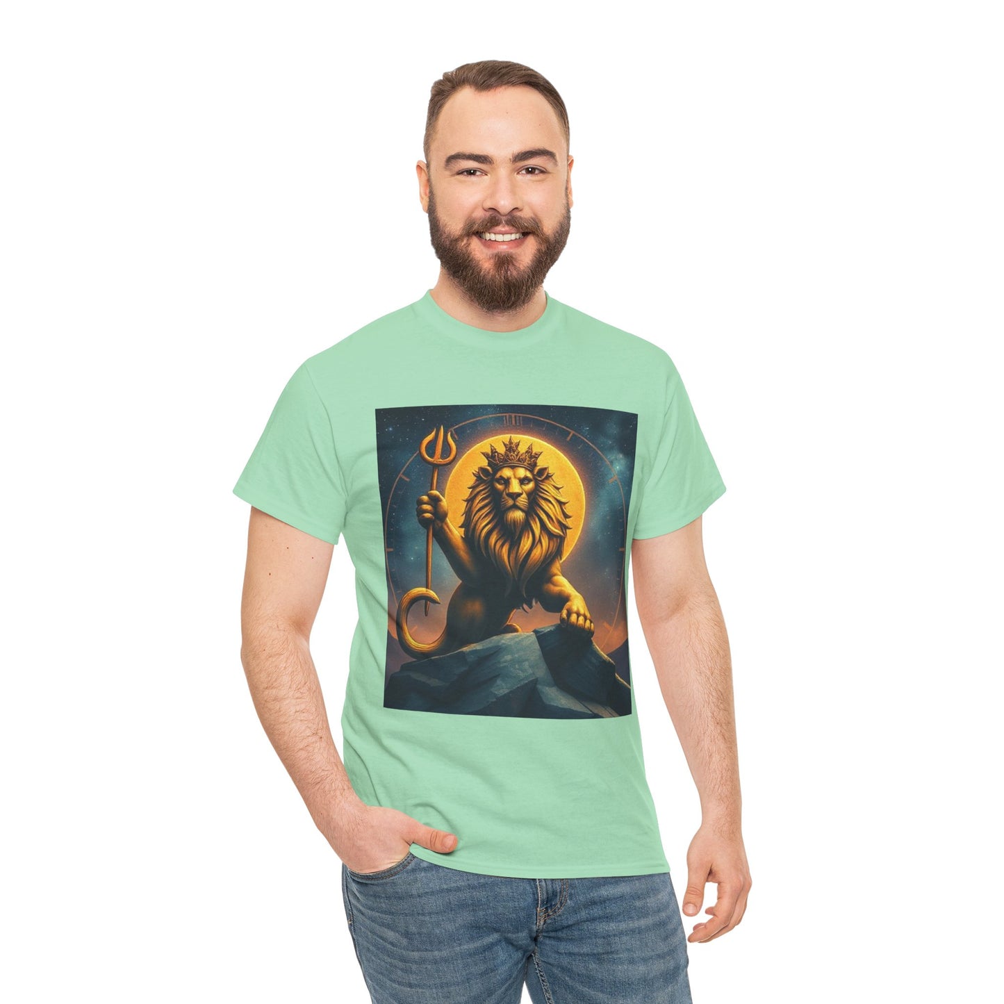Unisex Heavy Cotton T-Shirt, King of Lion v3, Leo Zodiac Design