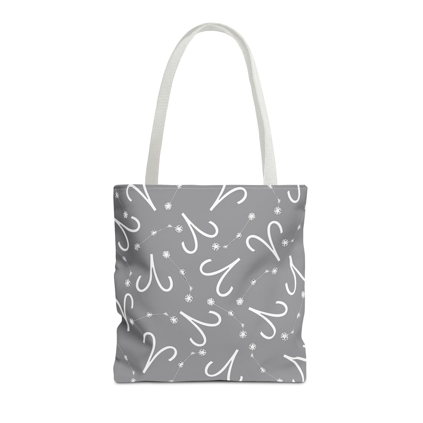 Tote Bag, Aries Zodiac Sign, AOP, (Grey, White)