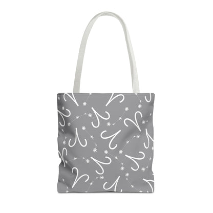 Tote Bag, Aries Zodiac Sign, AOP, (Grey, White)
