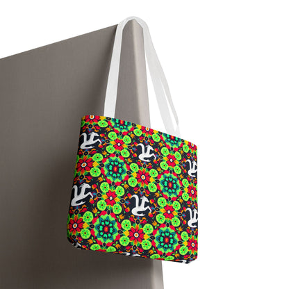 Tote Bag, (AOP), Aquarius, Zodiac v4, Flower Pattern
