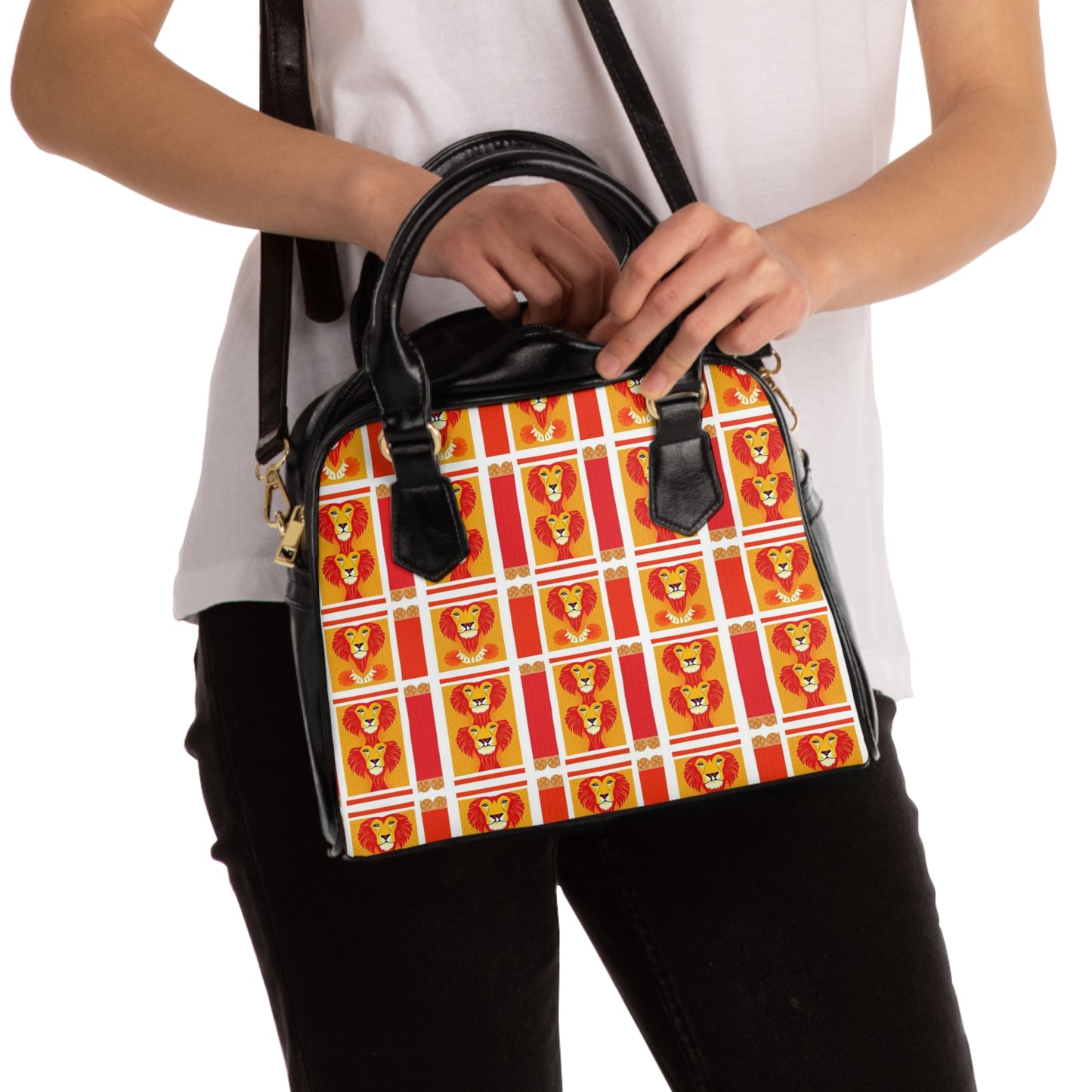 Shoulder Handbag, Leo, Zodiac v3, Shapes Pattern