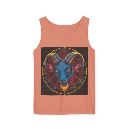 Unisex Garment-Dyed, Tank Top, Aries Design, Pop Art, 100% Ringspun US cotton