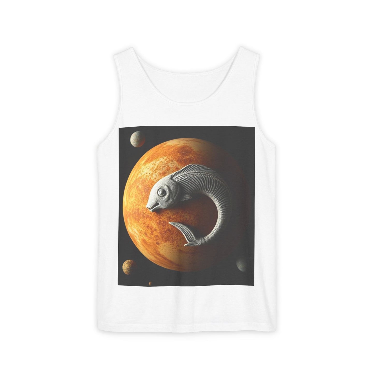 Unisex Garment-Dyed, Tank Top, Pisces Design, Space Animal, 100% US cotton