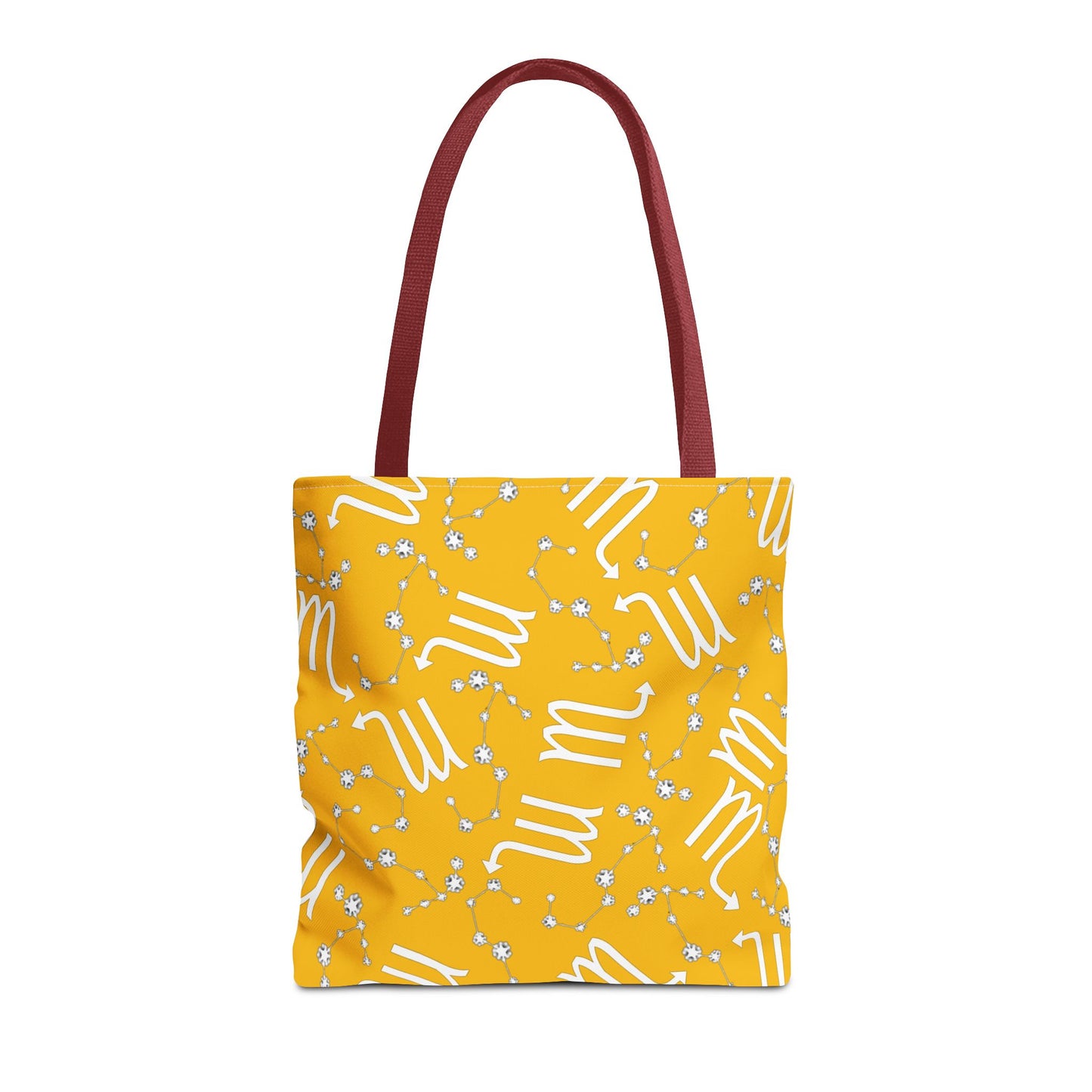 Tote Bag, Scorpio Zodiac Sign, AOP, (Yellow, White)