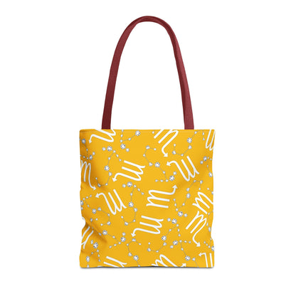 Tote Bag, Scorpio Zodiac Sign, AOP, (Yellow, White)