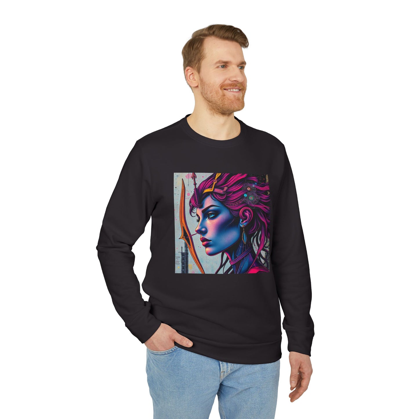 Adidas, Unisex Fleece Crewneck Sweatshirt, Sagittarius, Pop Art v1, Zodiac