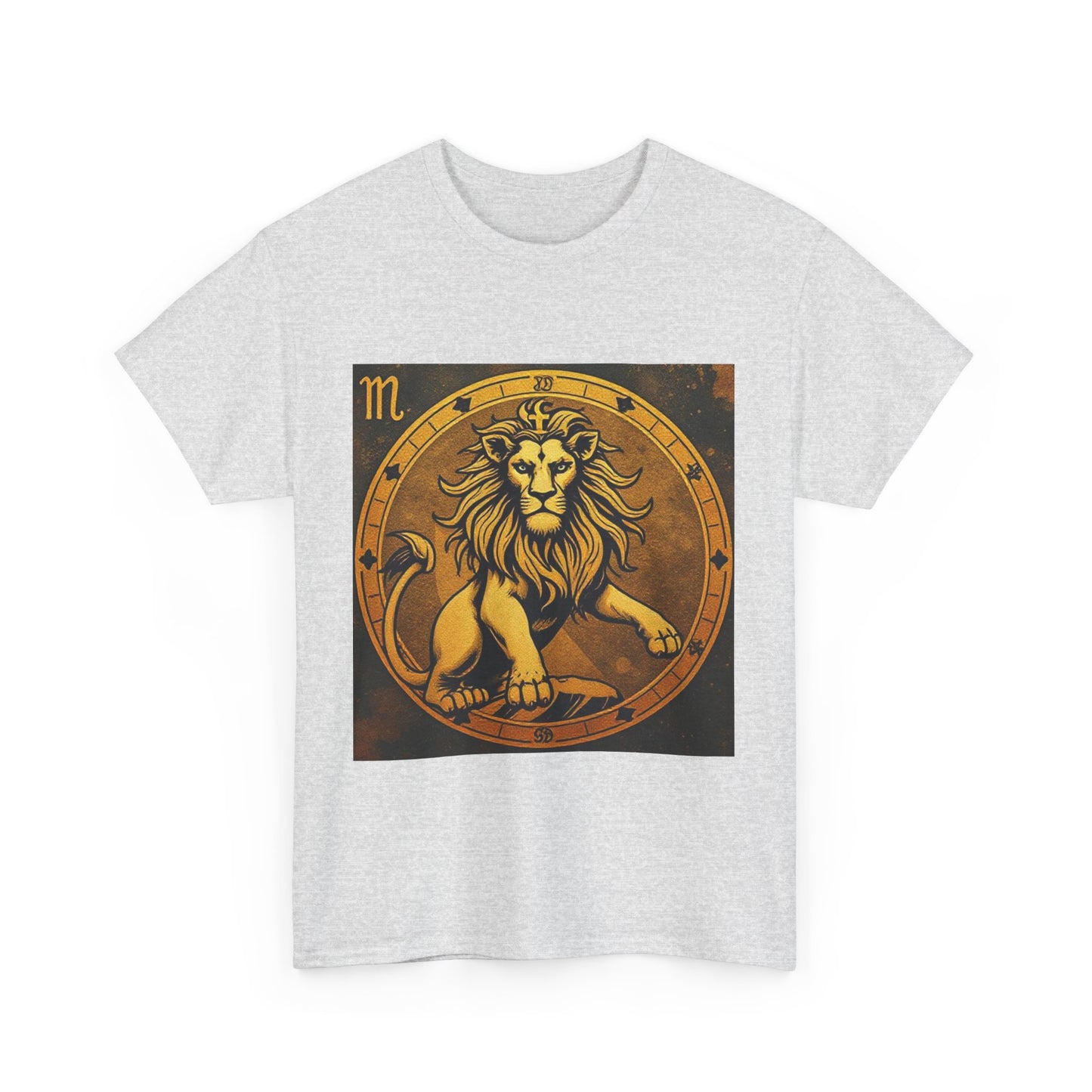 Unisex Heavy Cotton T-Shirt, Gold Lion, Leo Zodiac Design