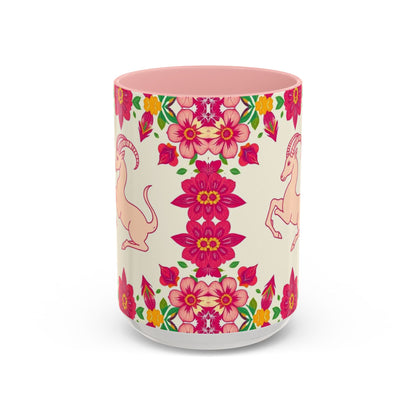 Accent Coffee Mug, Capricorn, Zodiac v2, Flower Pattern, (11, 15oz)