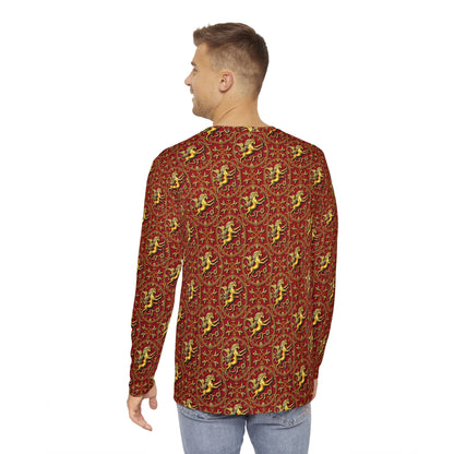Men's Long Sleeve Shirt, (AOP), Sagittarius, Zodiac v3, Pattern