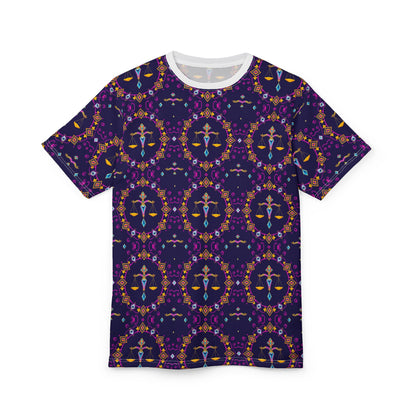 Unisex Cut & Sew T-Shirt, (AOP), Libra, Zodiac, Jewels Pattern