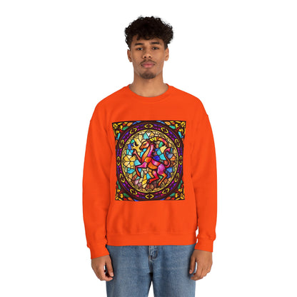 Unisex Heavy Blend™ Crewneck Sweatshirt, Glass, Aries Zodiac Design