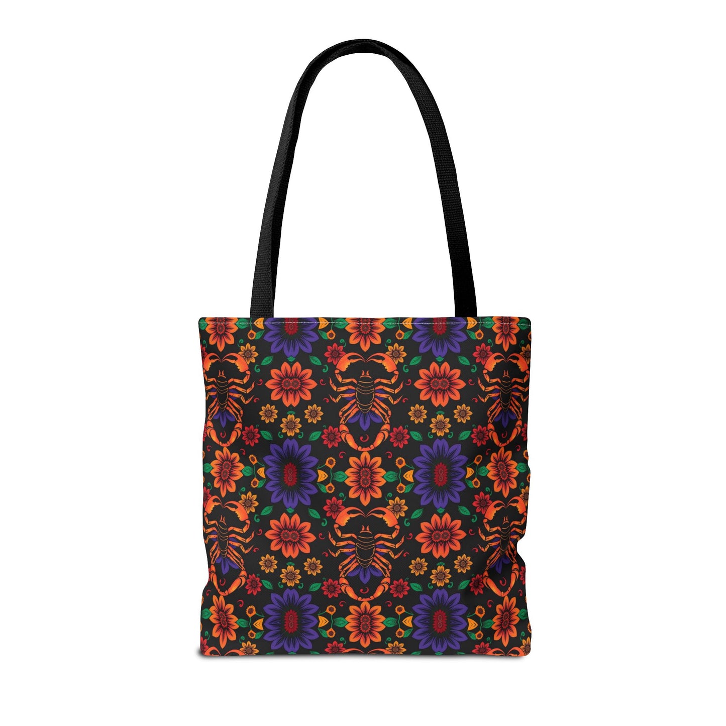 Tote Bag, (AOP), Scorpio, Zodiac v6, Flower Pattern