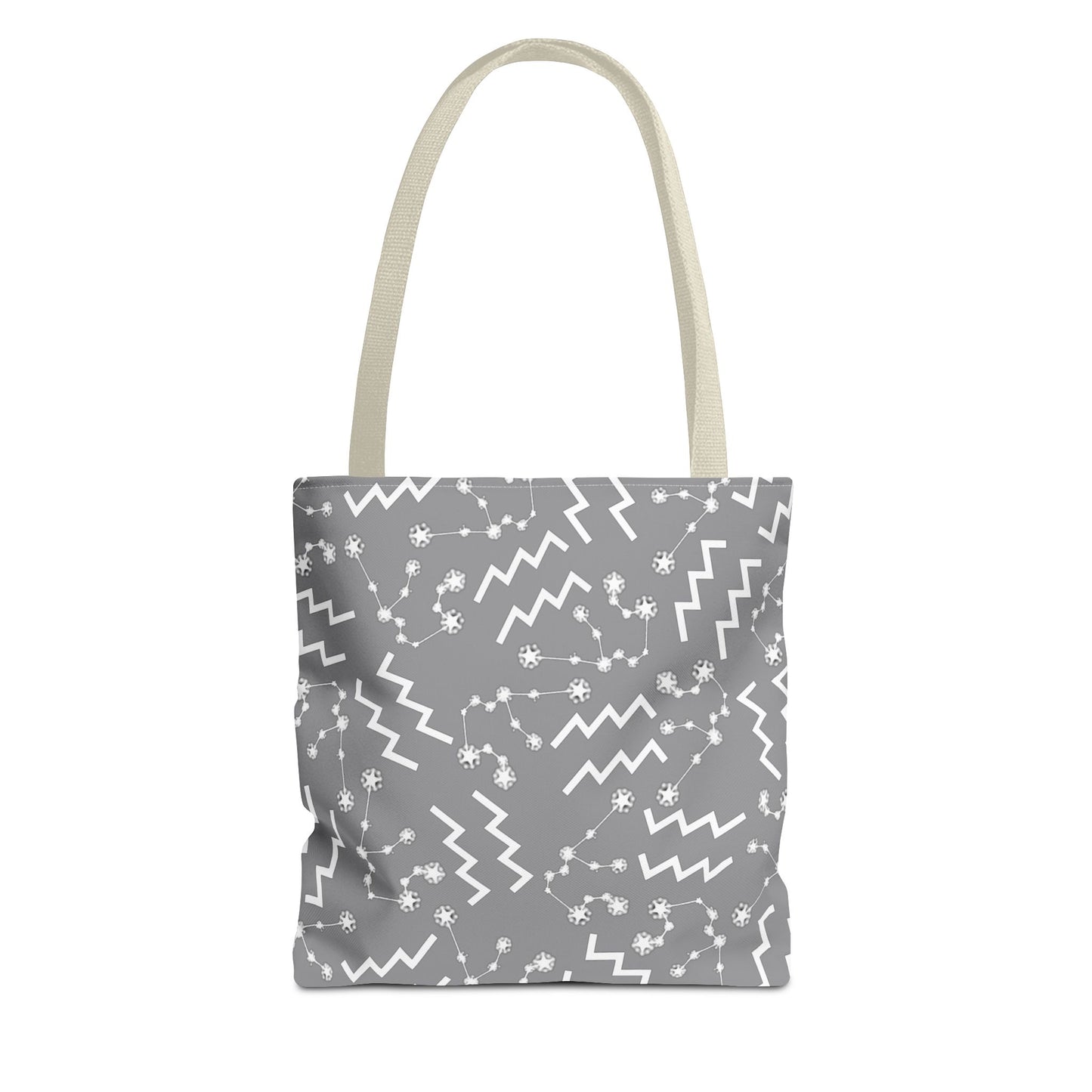 Tote Bag, Aquarius Zodiac Sign, AOP, (Grey, White)