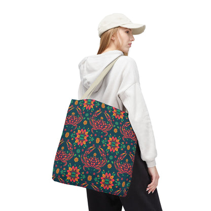 Tote Bag, (AOP), Cancer, Zodiac v1, Flower Pattern