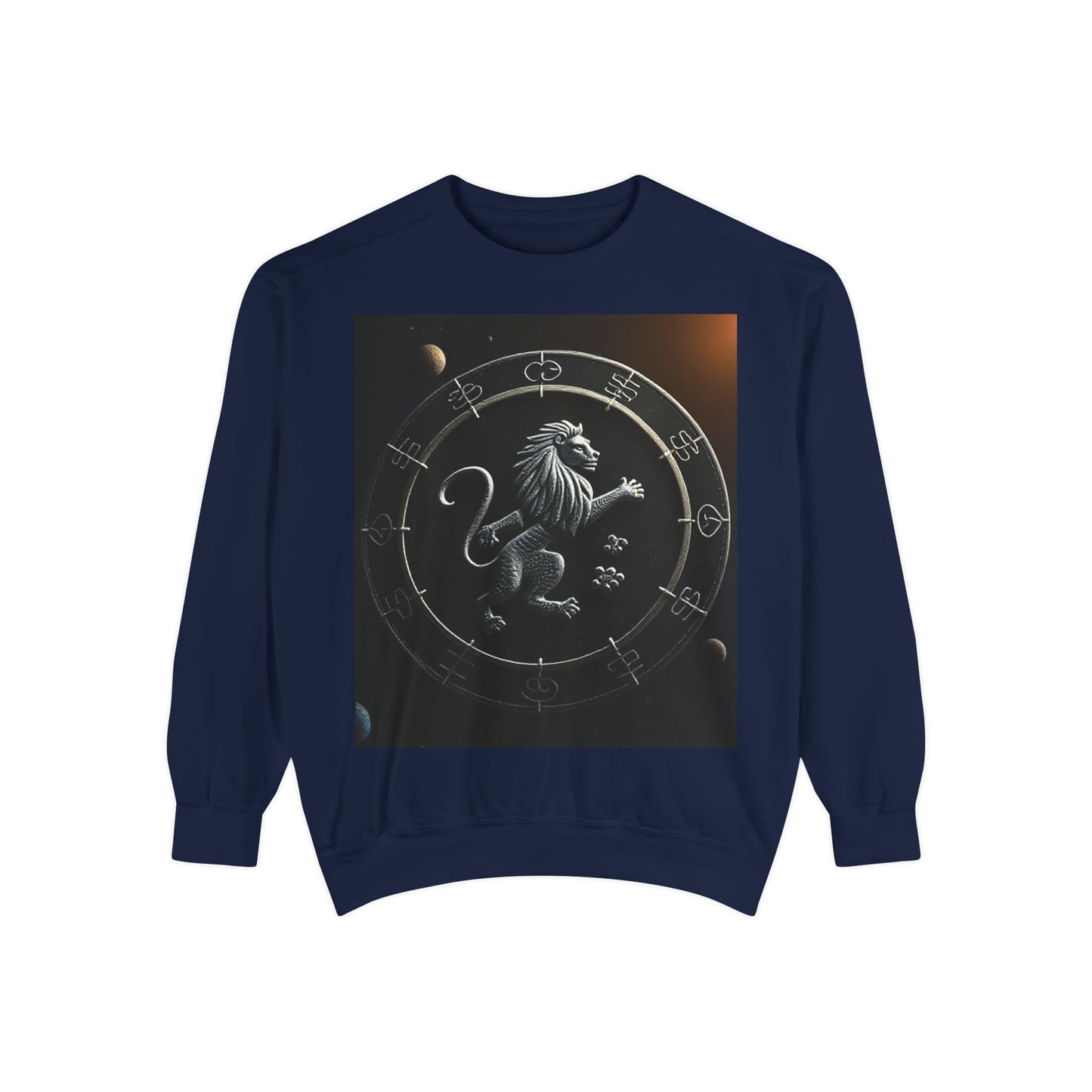 Garment-Dyed Sweatshirt, Unisex, Space Animal Design, Leo