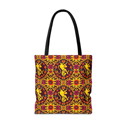 Tote Bag, (AOP), Virgo, Zodiac v5, Flower Pattern