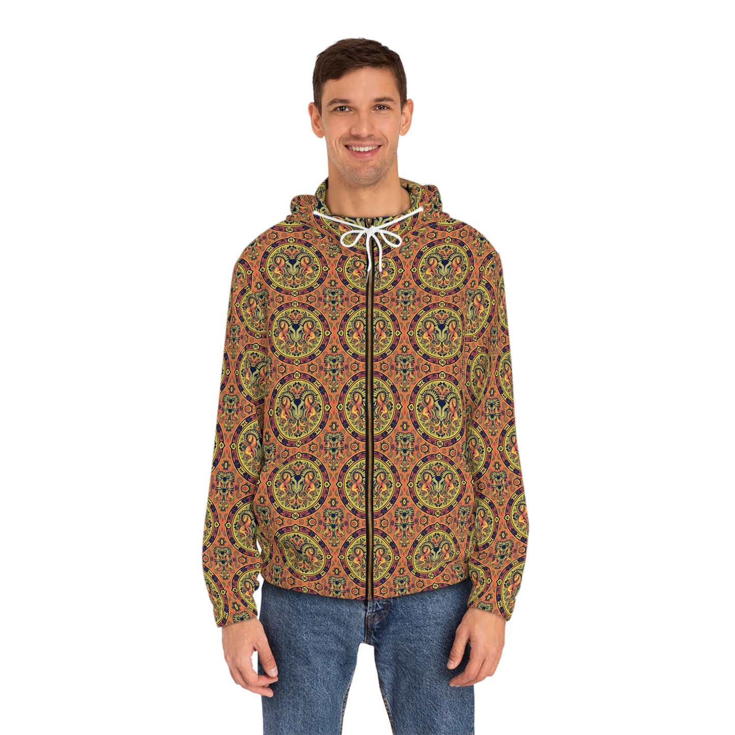 Full-Zip Hoodie (AOP), Aries, Zodiac v3, Pattern
