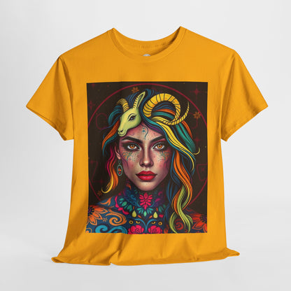 Unisex Heavy Cotton T-Shirt, Capricorn, Zodiac v2, Sexy Art