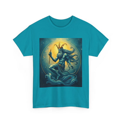 Unisex Heavy Cotton T-Shirt, Aquarius God 1, Zodiac Design