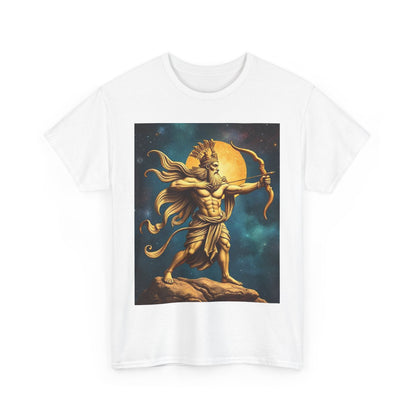 Unisex Heavy Cotton T-Shirt, Midnight Arrow v1, Sagittarius Zodiac Design