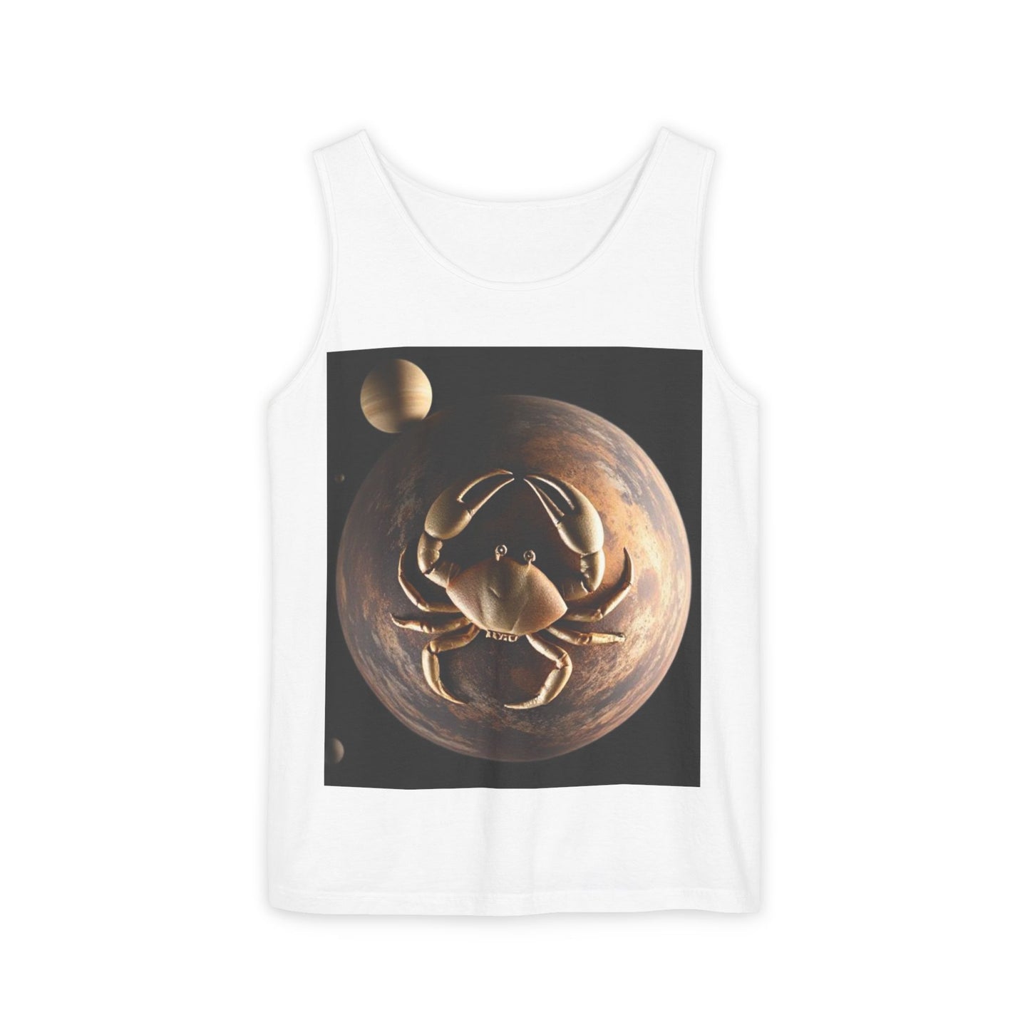 Unisex Garment-Dyed, Tank Top, Cancer Design, Planet Crab v1, 100% US cotton