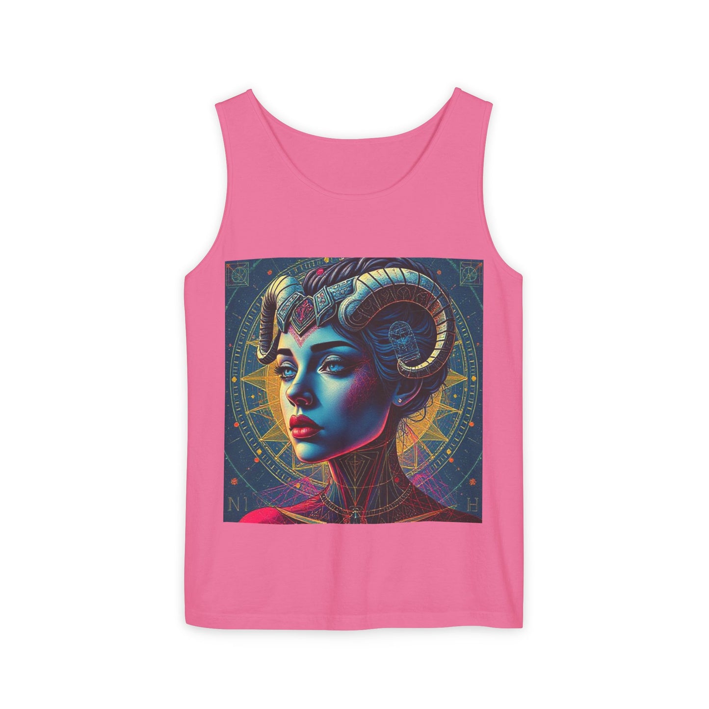 Unisex Garment-Dyed, Tank Top, Aries Design, Pop Art v1, 100% Ringspun US cotton