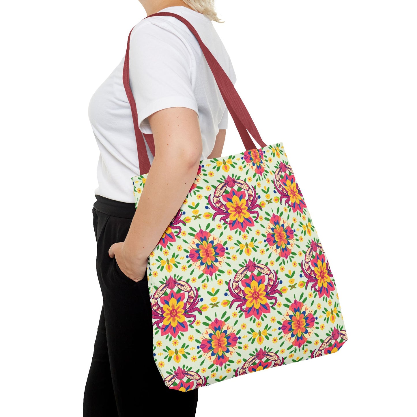 Tote Bag (AOP), Cancer, Zodiac v1, Flower Pattern