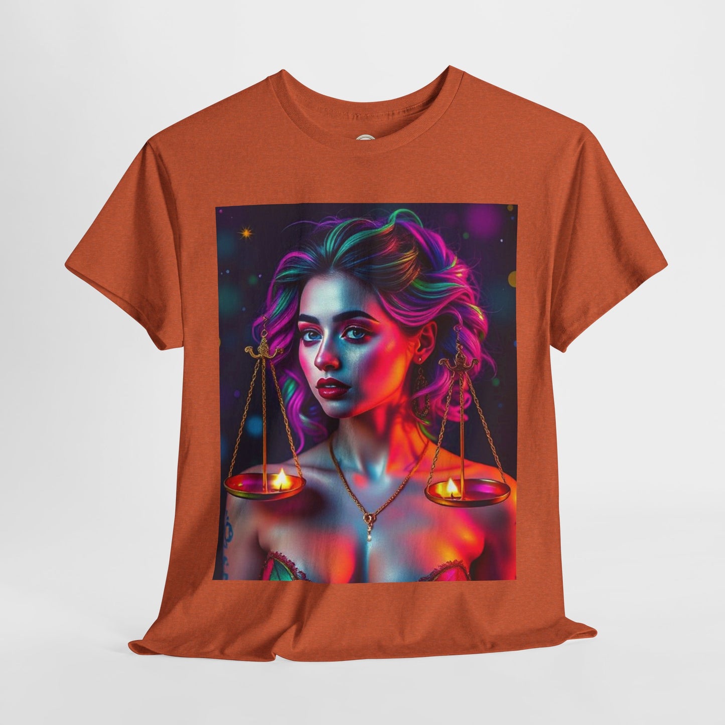 Unisex Heavy Cotton T-Shirt, Libra, Zodiac v3, Sexy Art